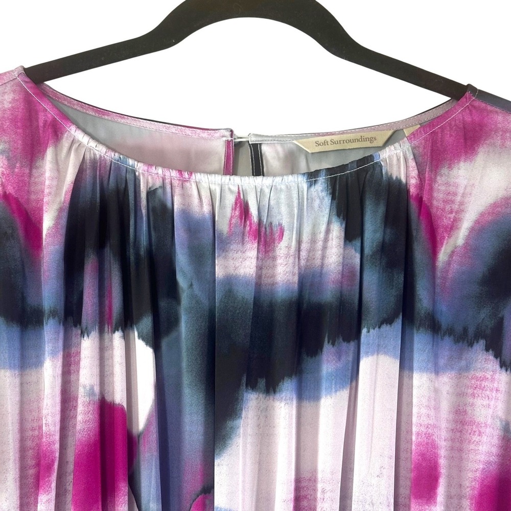 Soft Surroundings "Abelia" Midi Dress Women's S Watercolor Print Abstract Boho - Picture 4 of 10